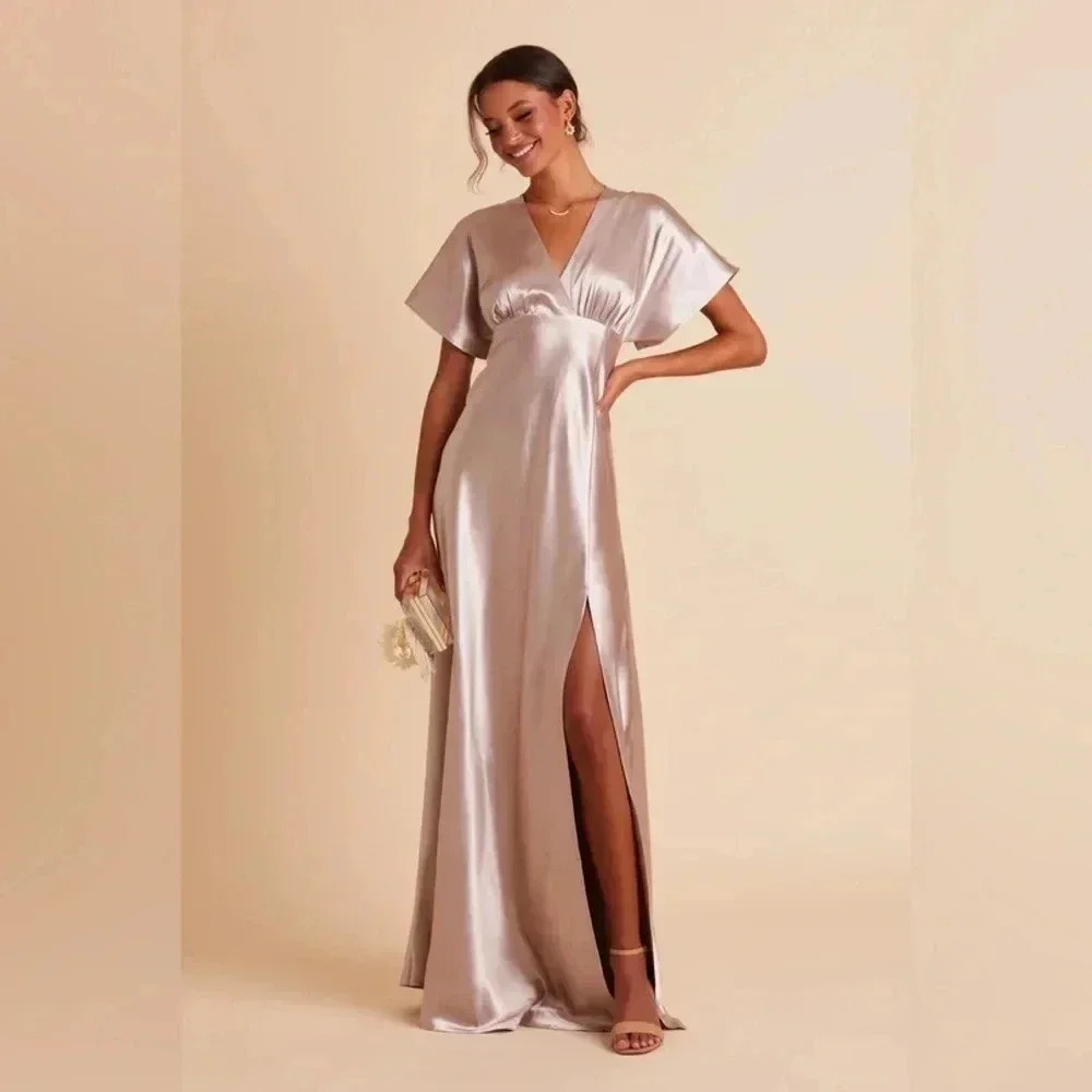 NWT Birdy Grey Jesse Kimono Satin Dress in Gold